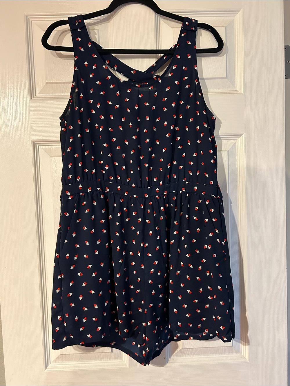 Forever 21 Navy Romper with Red & White Sail Motif